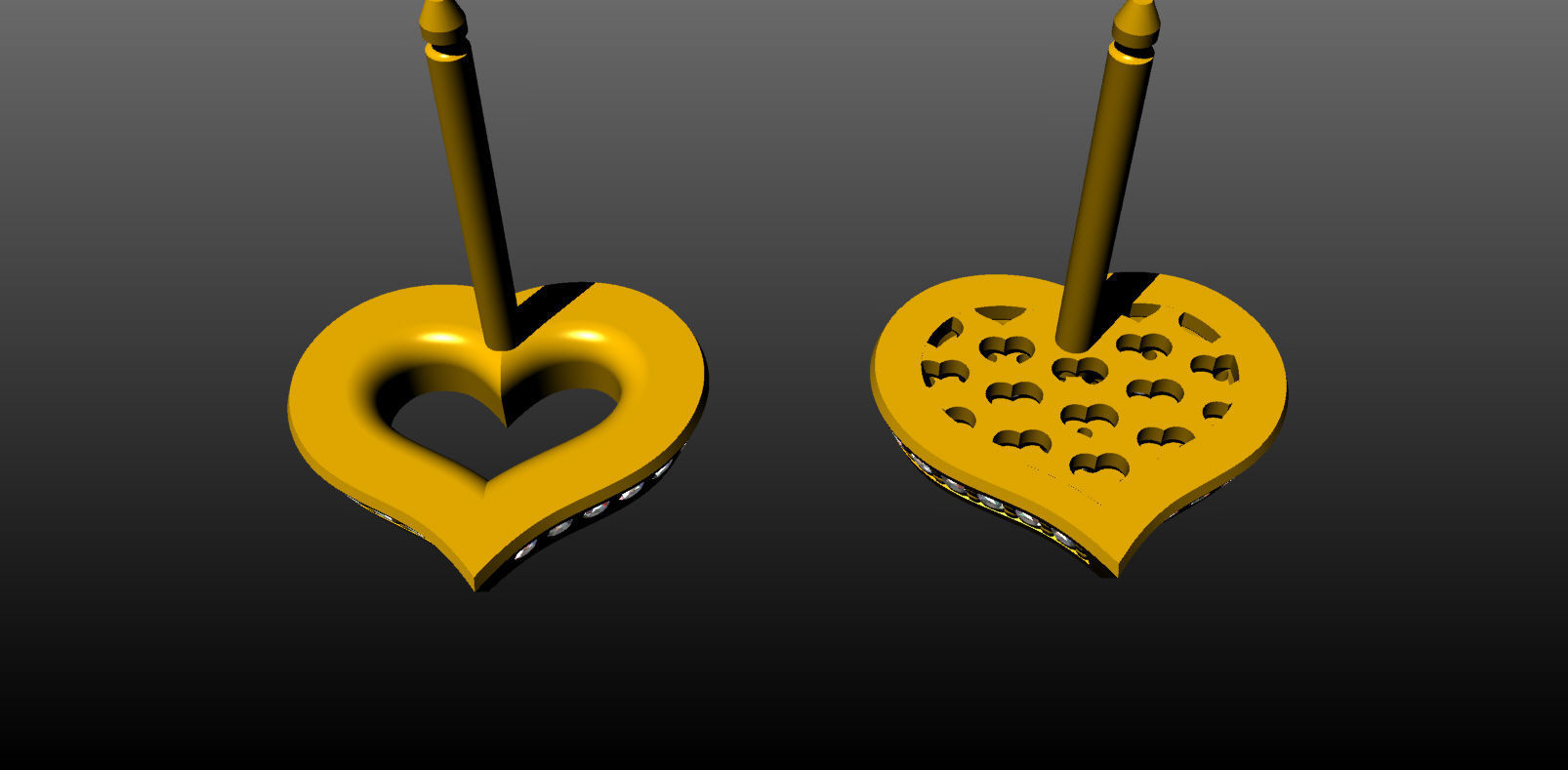 Pave heart diamond earring 3D print model_5