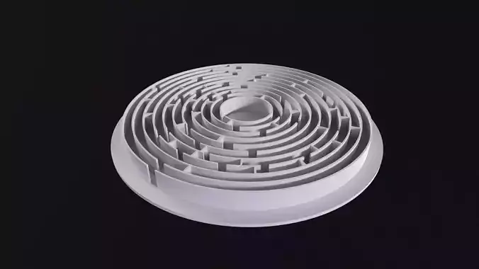 Circular labyrinth Low-poly 3D model