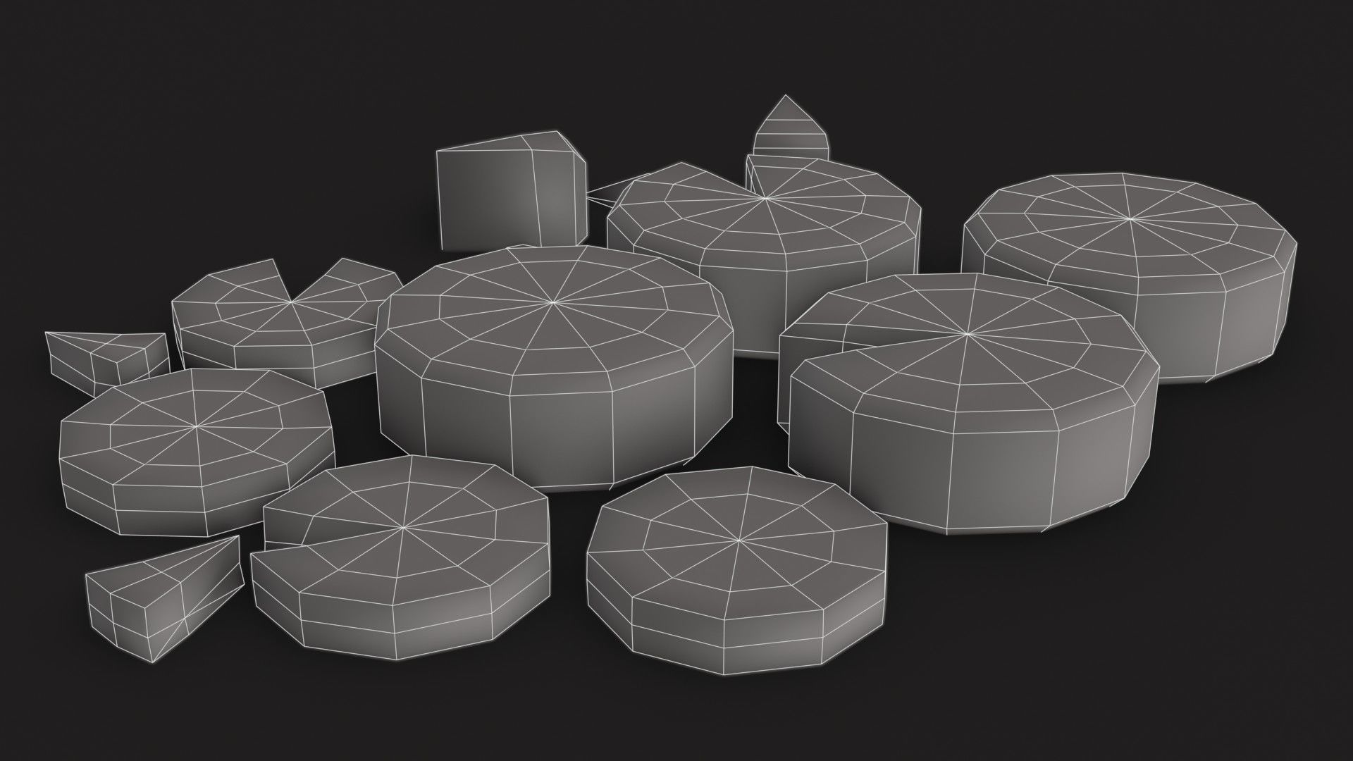 Cheese Food Set Low-poly 3D model_12