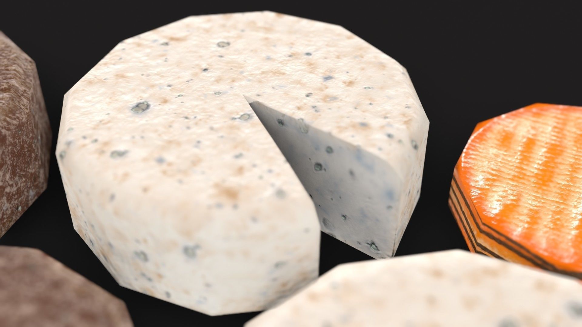 Cheese Food Set Low-poly 3D model_7