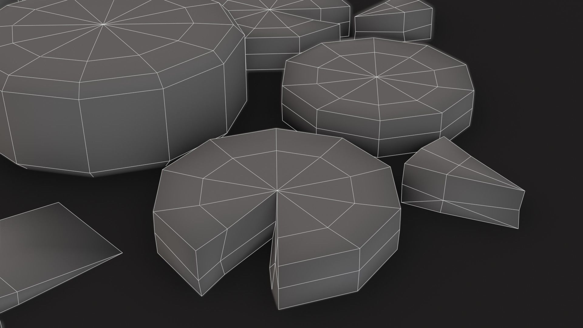 Cheese Food Set Low-poly 3D model_14