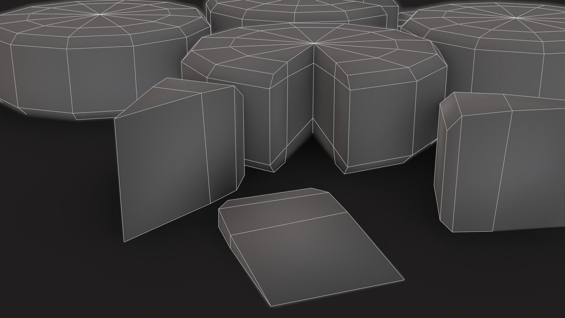 Cheese Food Set Low-poly 3D model_17