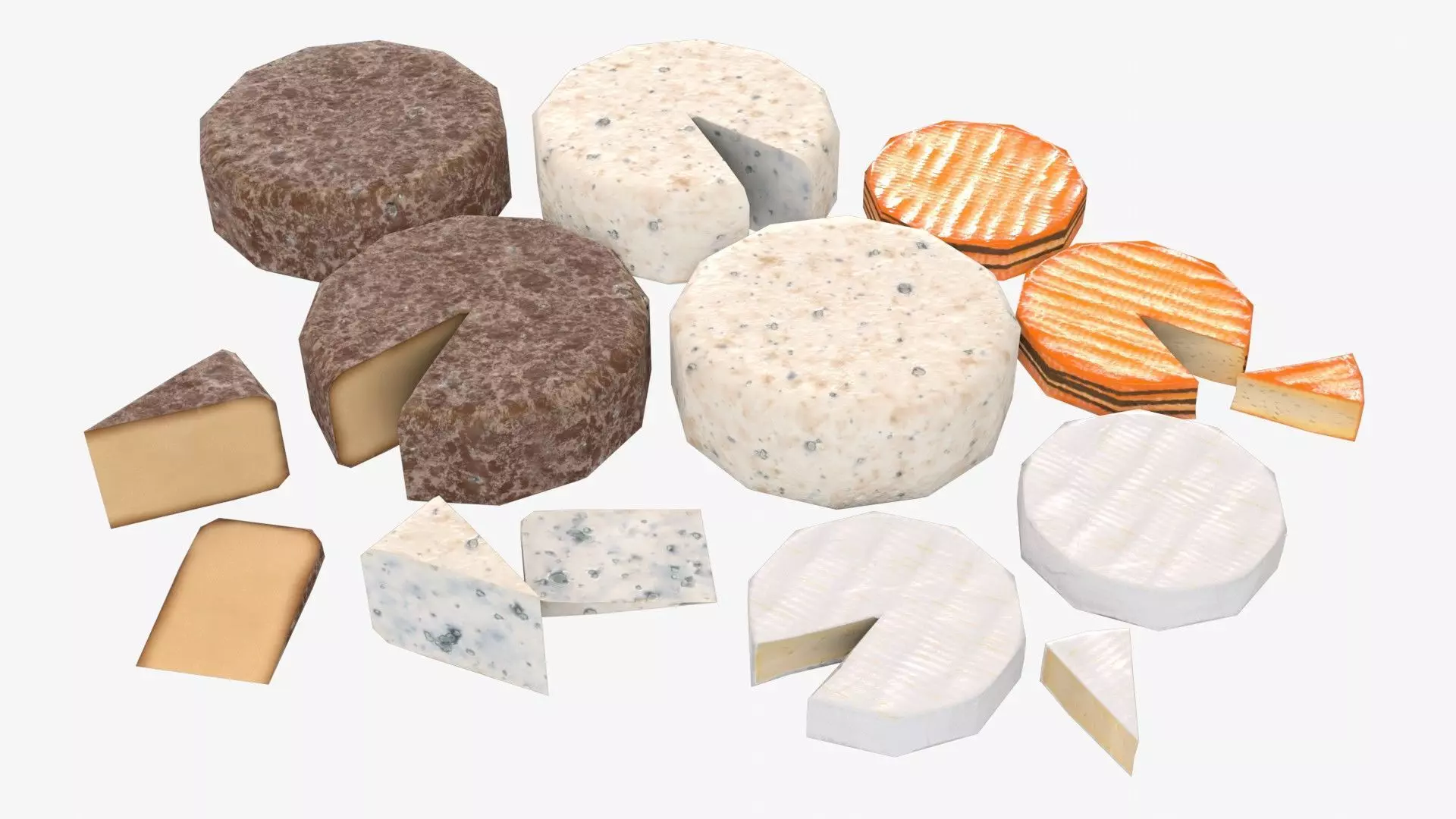 Cheese Food Set Low-poly 3D model_0