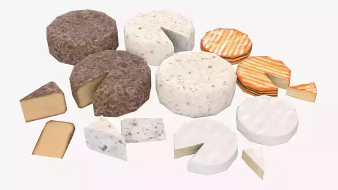 Cheese Food Set Low-poly 3D model