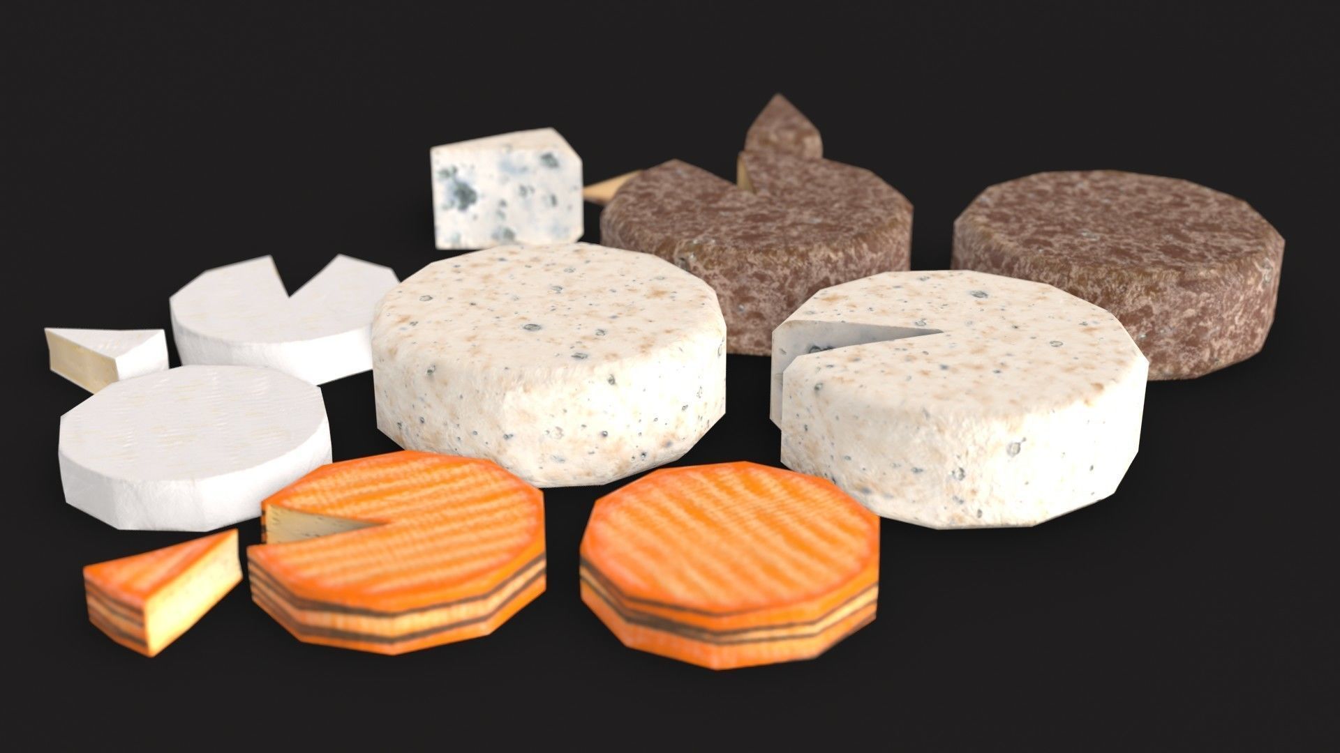 Cheese Food Set Low-poly 3D model_3
