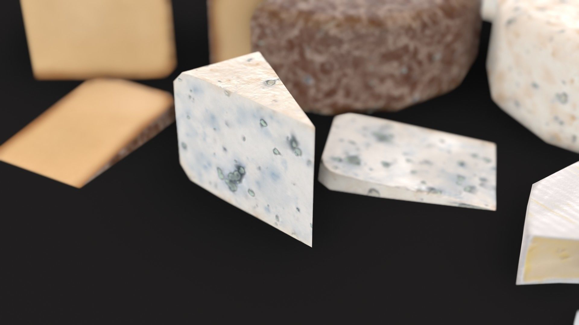 Cheese Food Set Low-poly 3D model_6