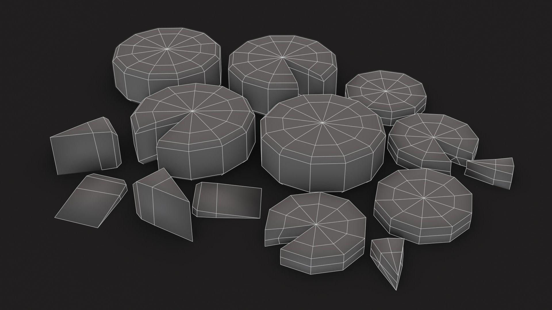 Cheese Food Set Low-poly 3D model_10