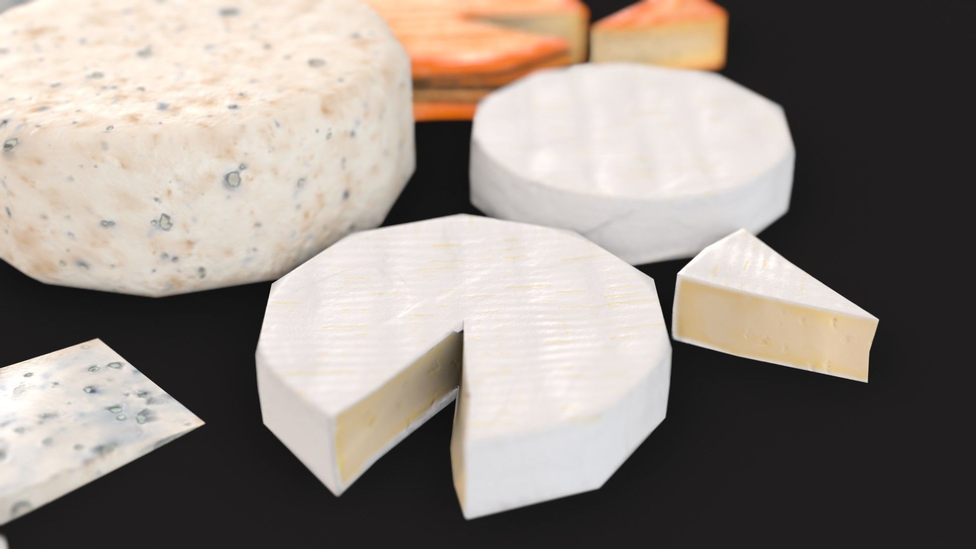 Cheese Food Set Low-poly 3D model_5