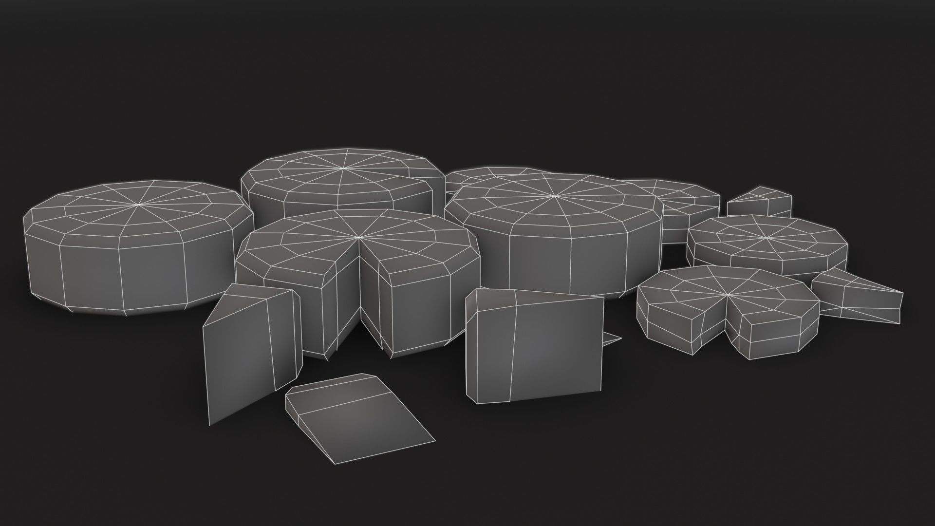 Cheese Food Set Low-poly 3D model_11