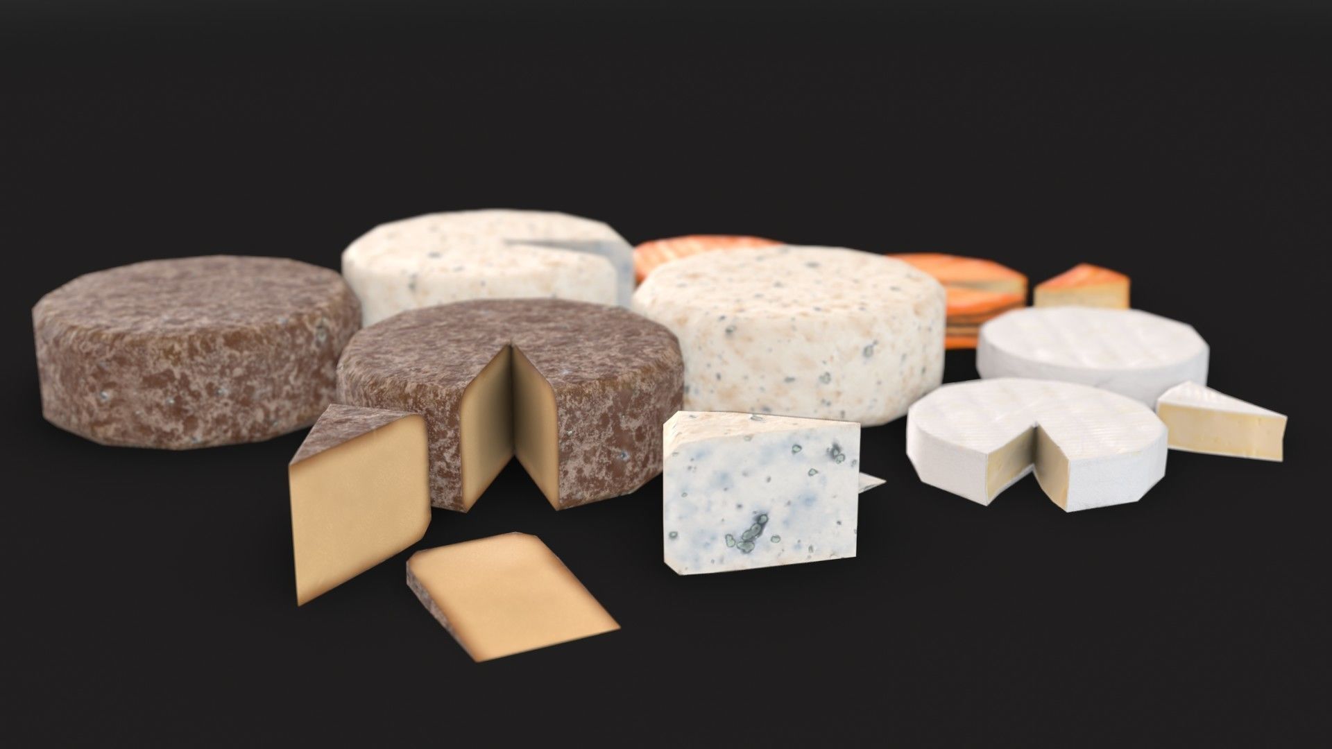 Cheese Food Set Low-poly 3D model_2