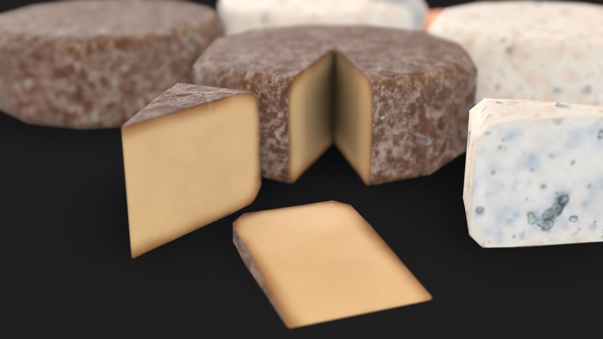 Cheese Food Set Low-poly 3D model_8