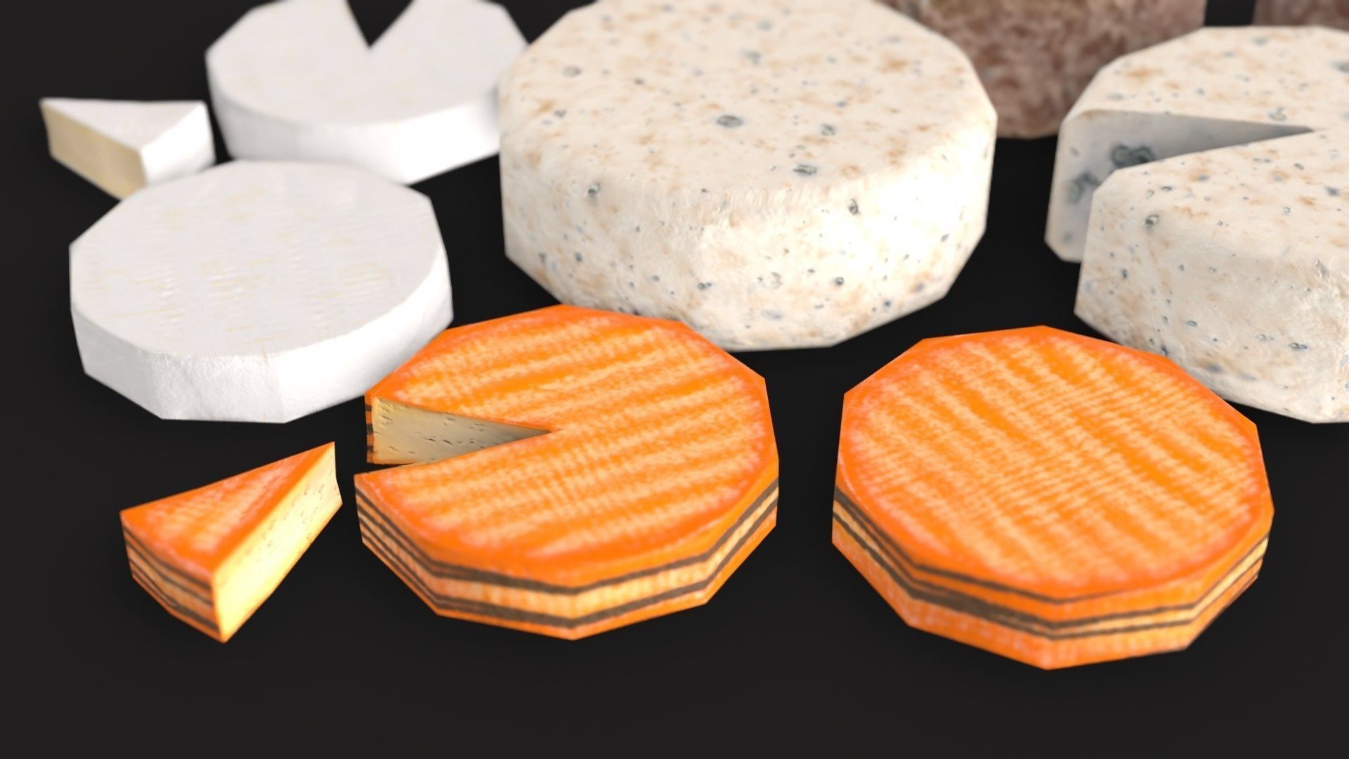 Cheese Food Set Low-poly 3D model_4