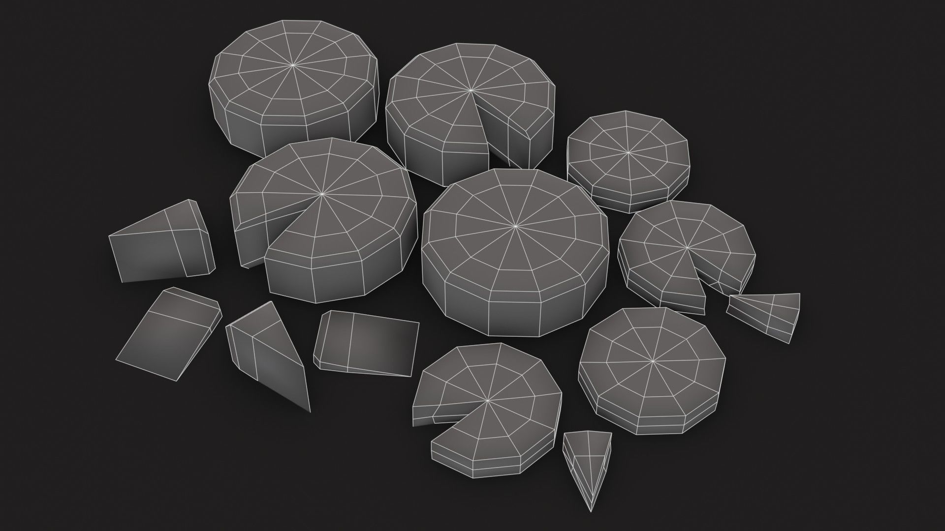 Cheese Food Set Low-poly 3D model_18