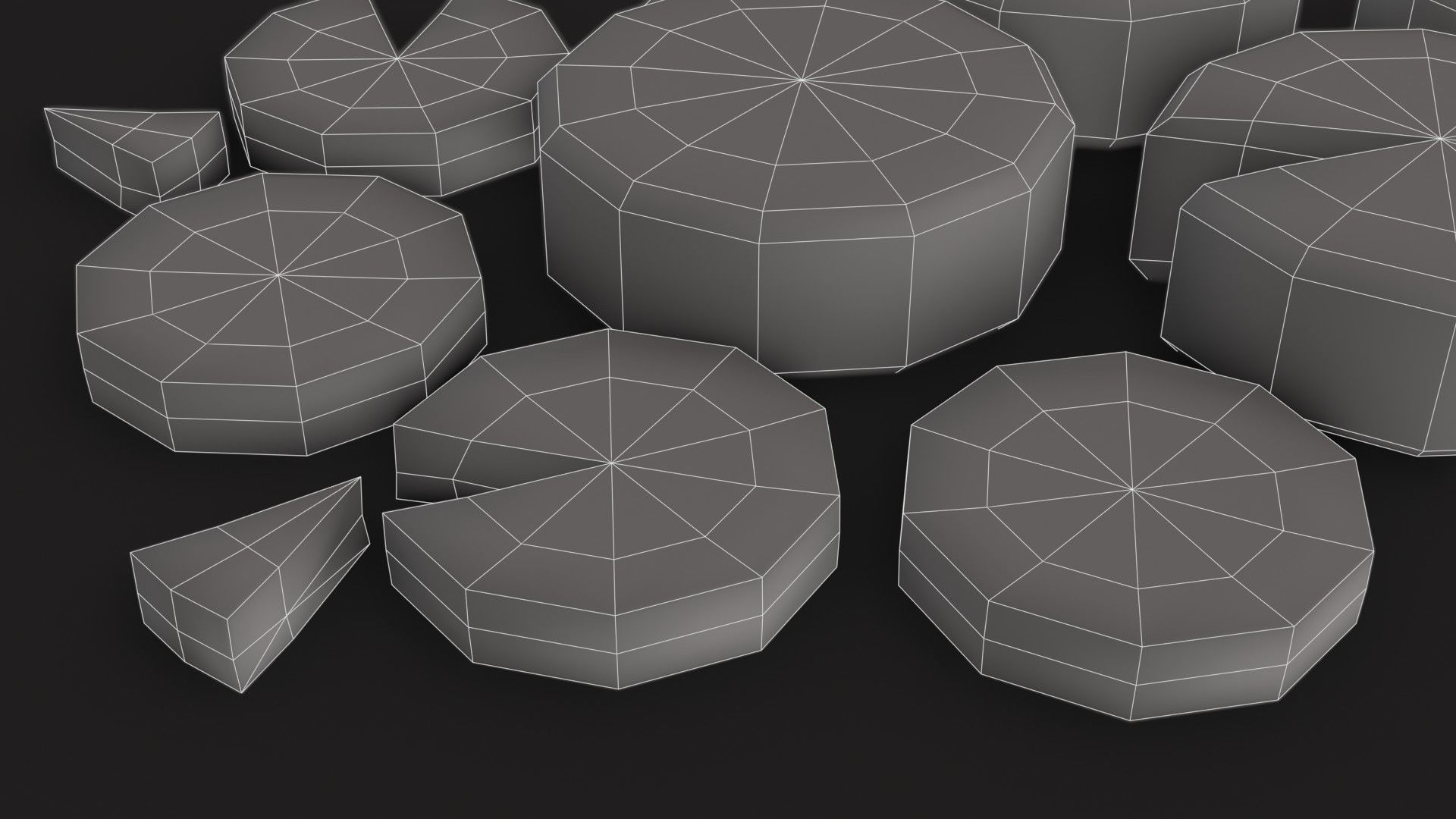 Cheese Food Set Low-poly 3D model_13