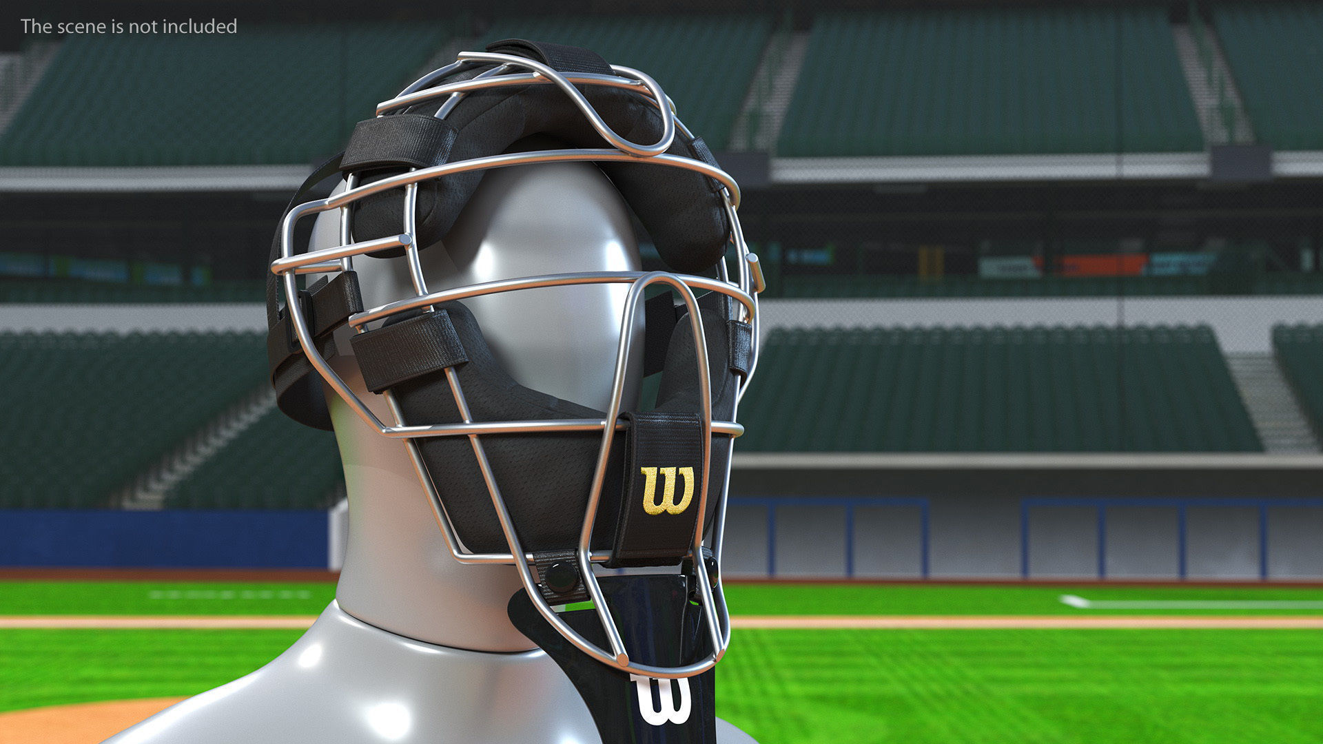 Umpire Baseball Catcher Mask Black 3D model_5