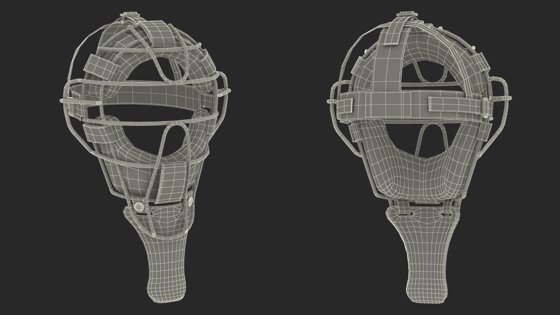 Umpire Baseball Catcher Mask Black 3D model_20