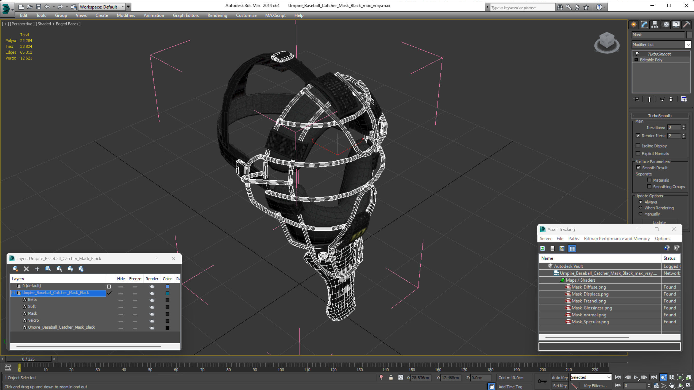 Umpire Baseball Catcher Mask Black 3D model_19