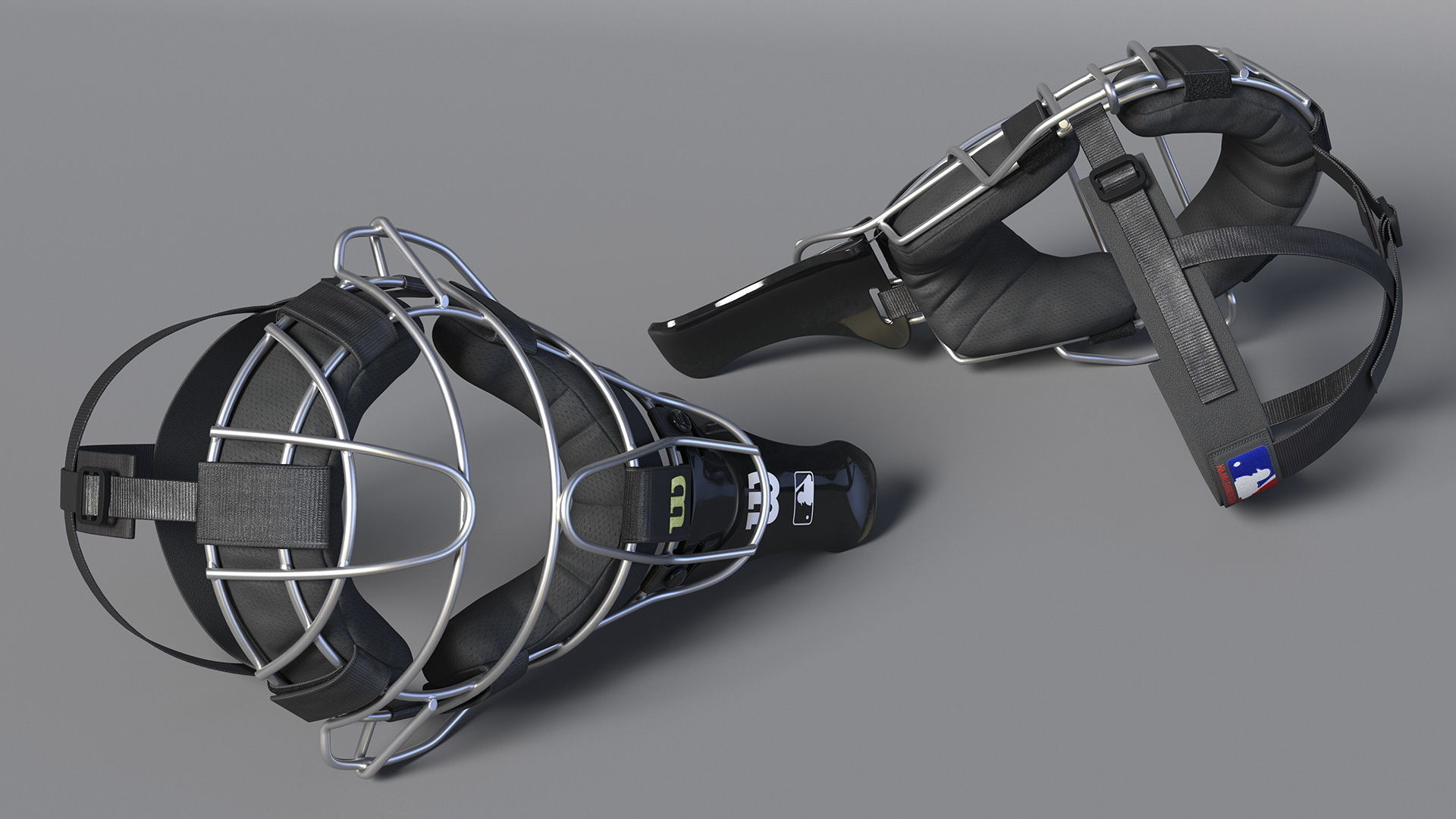 Umpire Baseball Catcher Mask Black 3D model_9