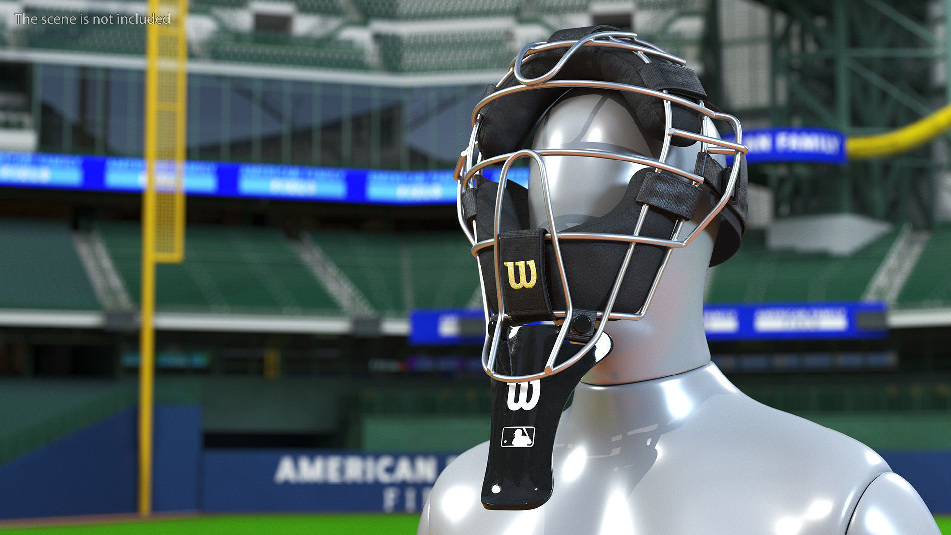 Umpire Baseball Catcher Mask Black 3D model_3