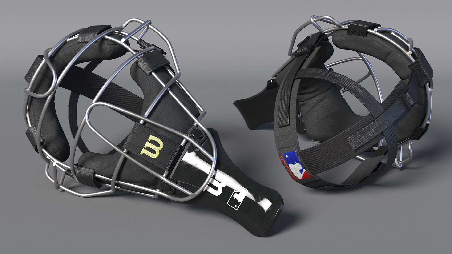 Umpire Baseball Catcher Mask Black 3D model_8