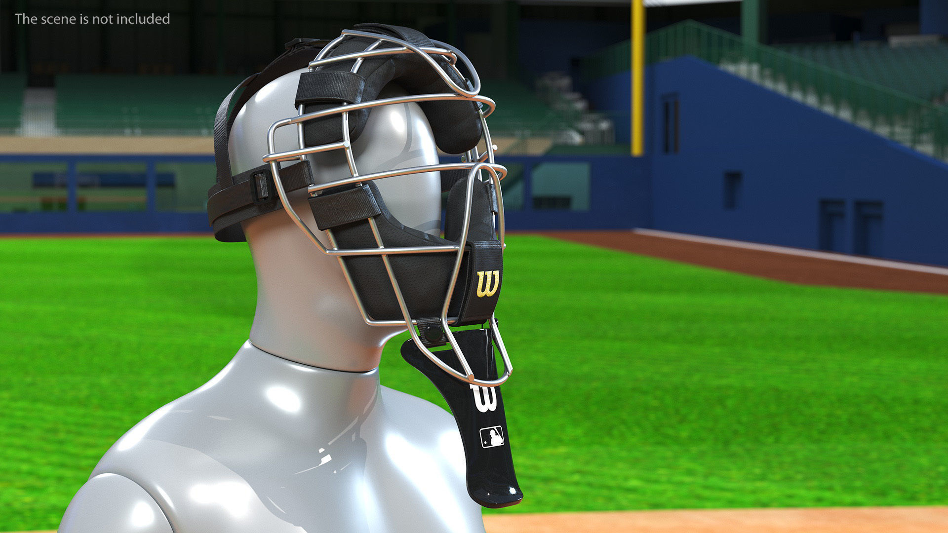 Umpire Baseball Catcher Mask Black 3D model_2