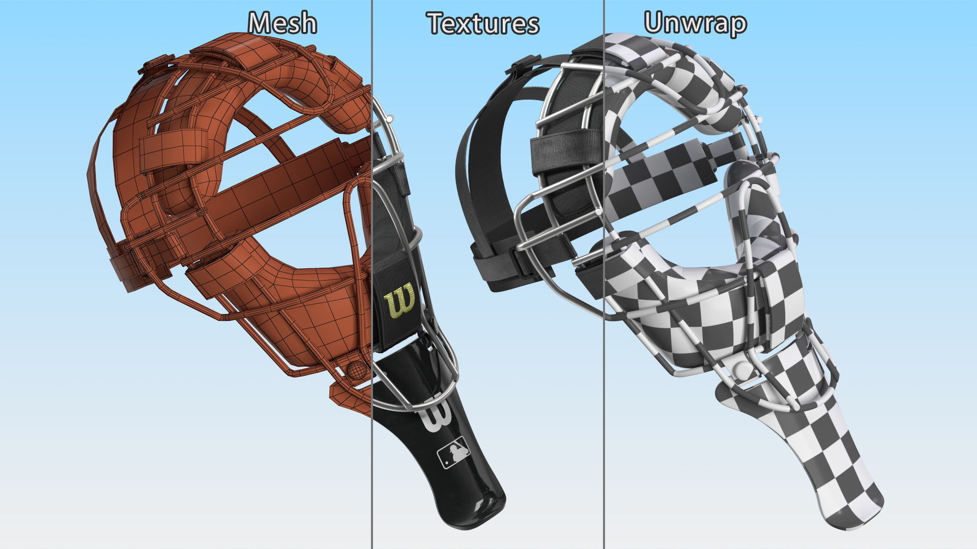 Umpire Baseball Catcher Mask Black 3D model_15