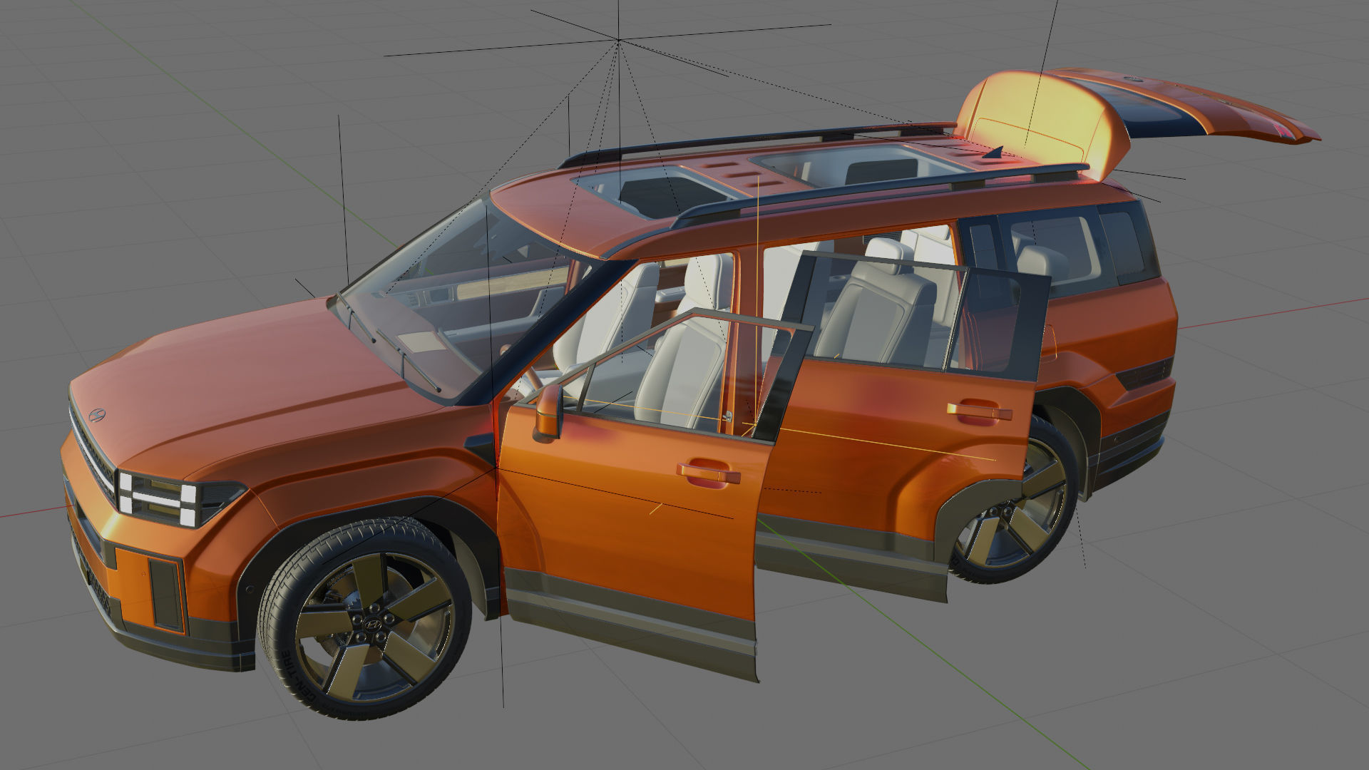 Hyundai Santa Fe 2024 with interior 3D model_21