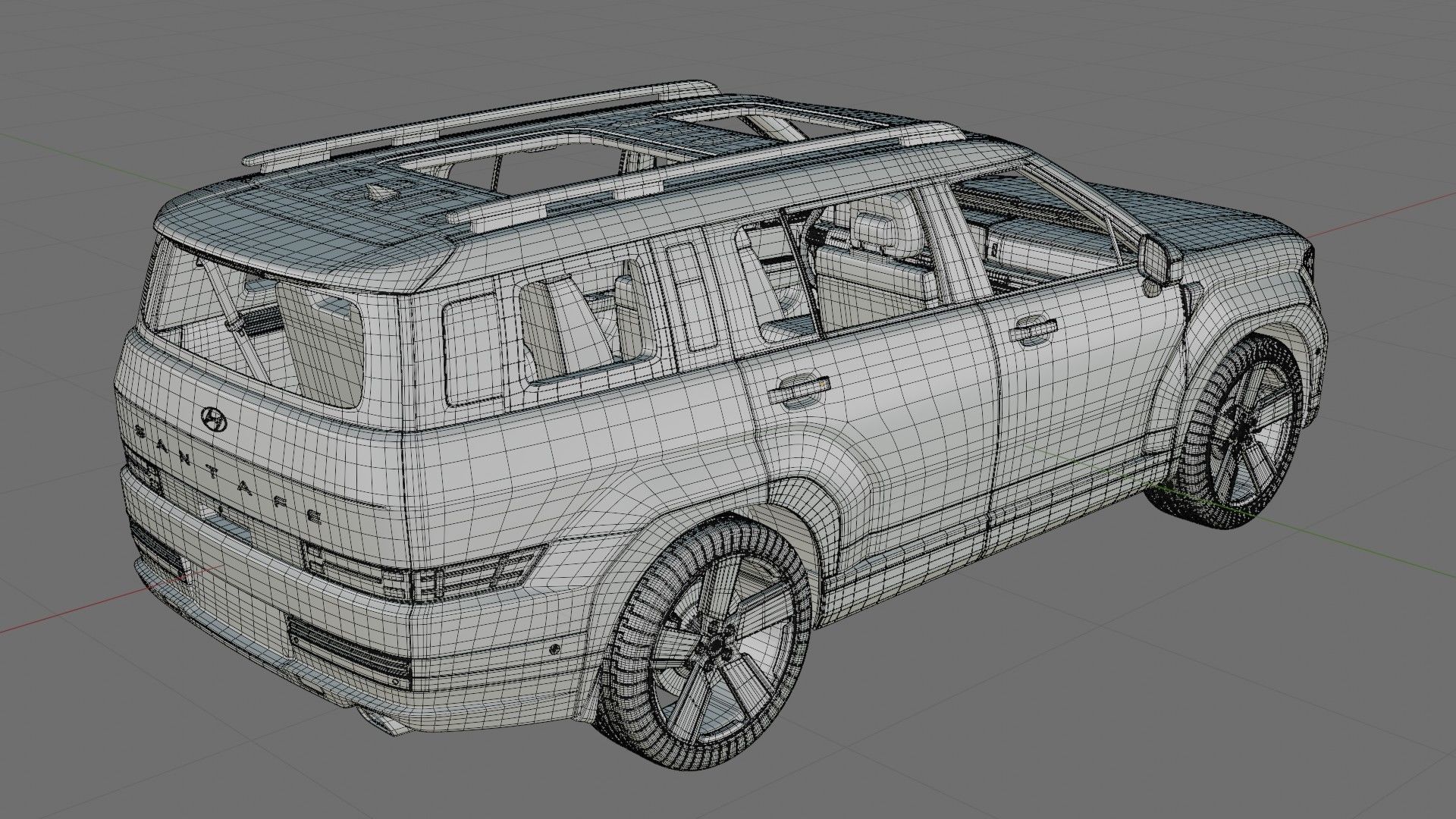 Hyundai Santa Fe 2024 with interior 3D model_25