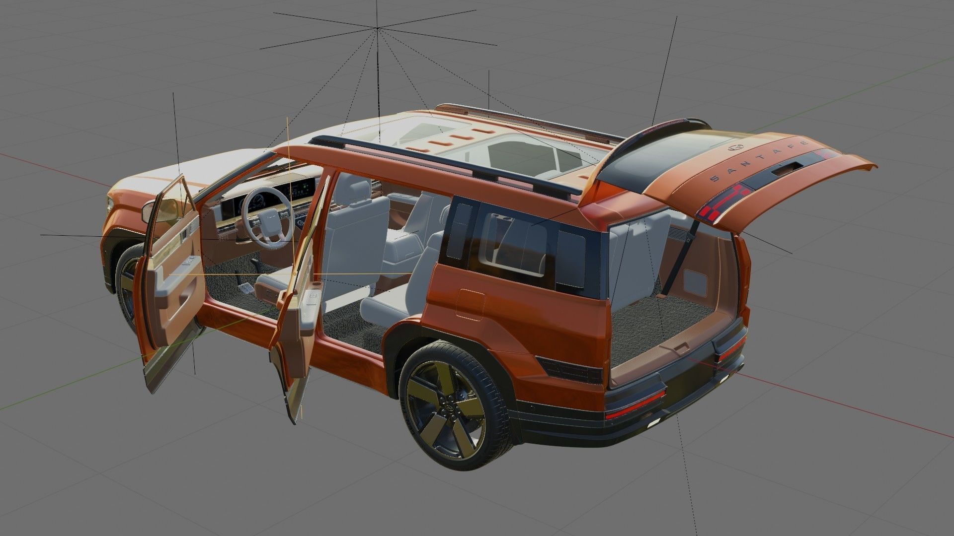 Hyundai Santa Fe 2024 with interior 3D model_20