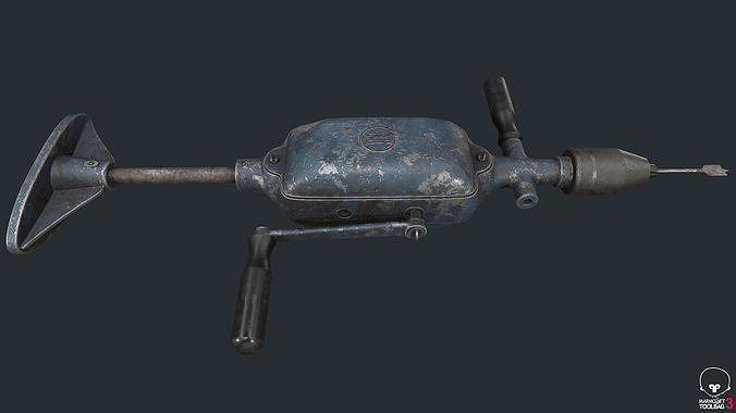 Old Hand Drill Low-poly 3D model