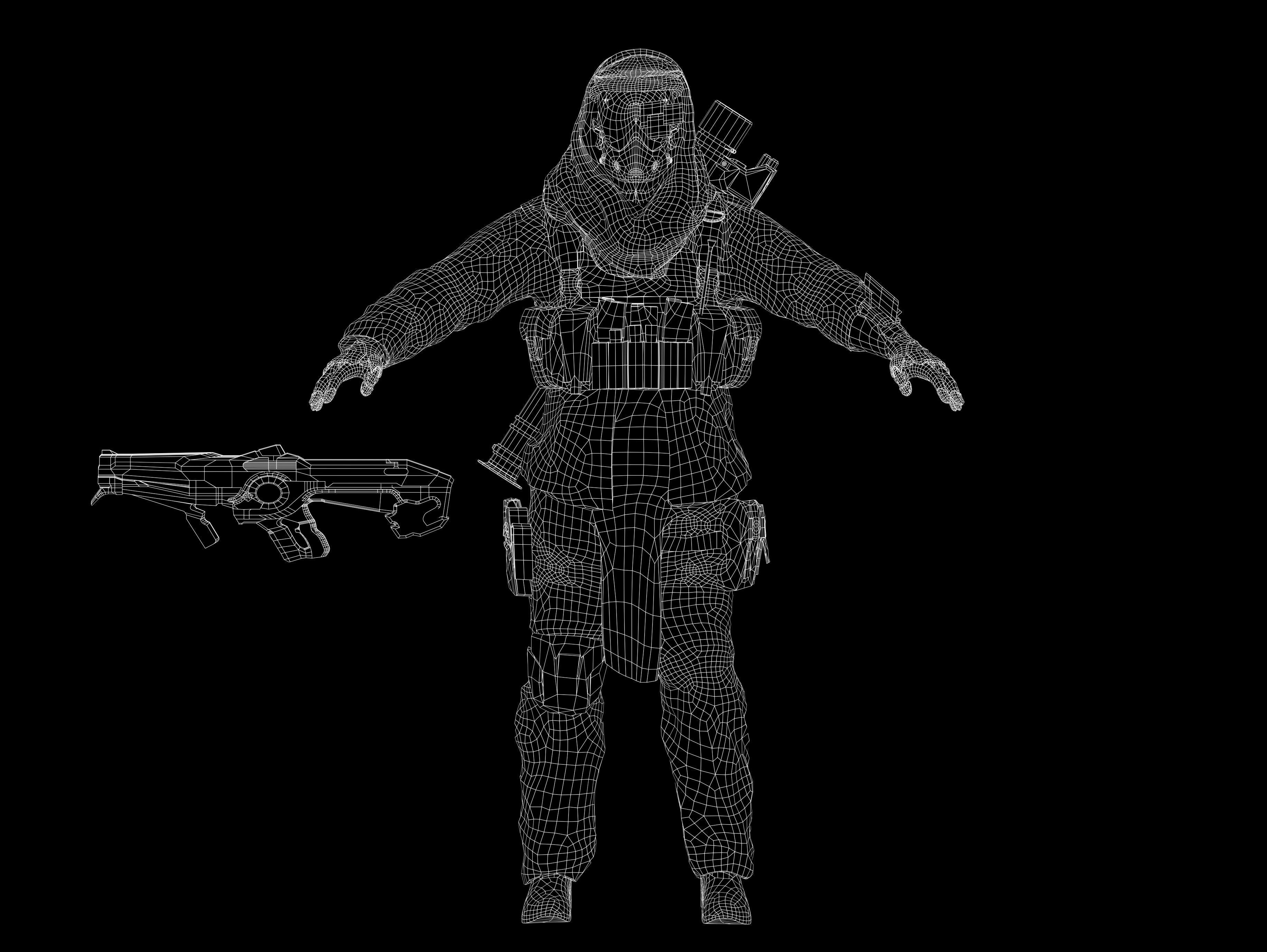 Sci Fi Terrorist Low-poly 3D model_11