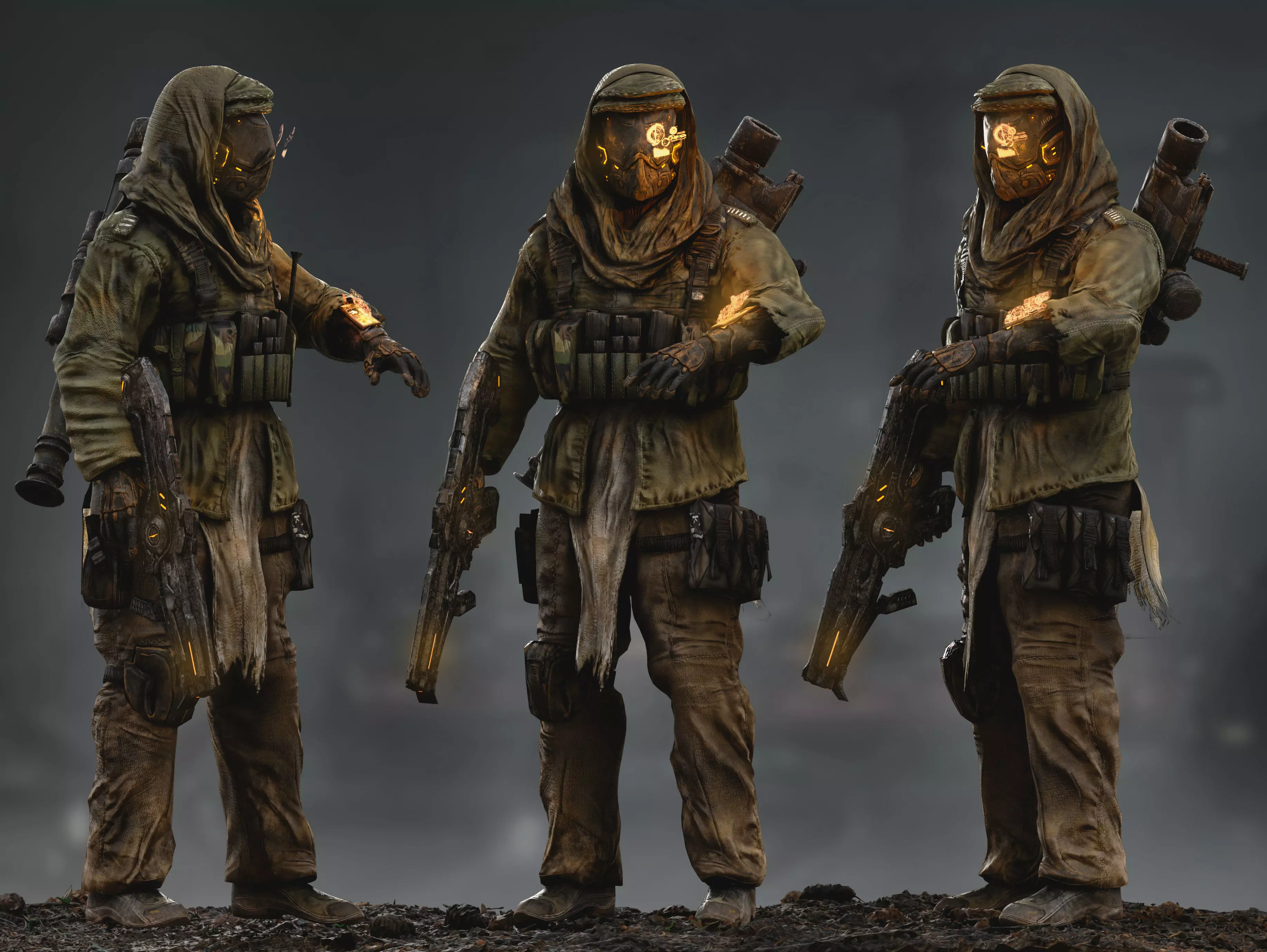 Sci Fi Terrorist Low-poly 3D model_0