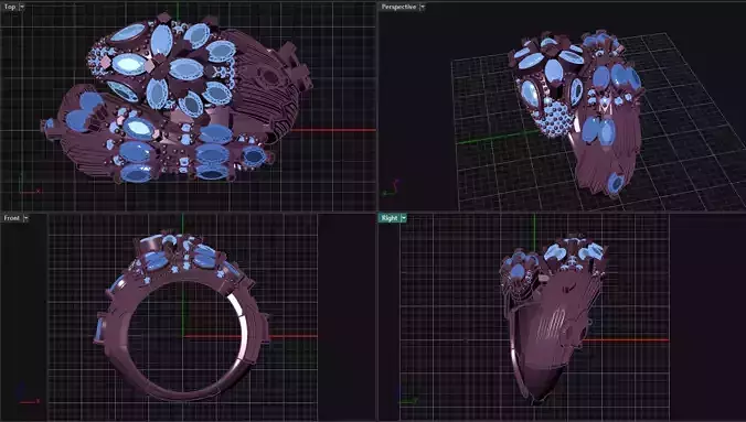 snake ring with big stones 