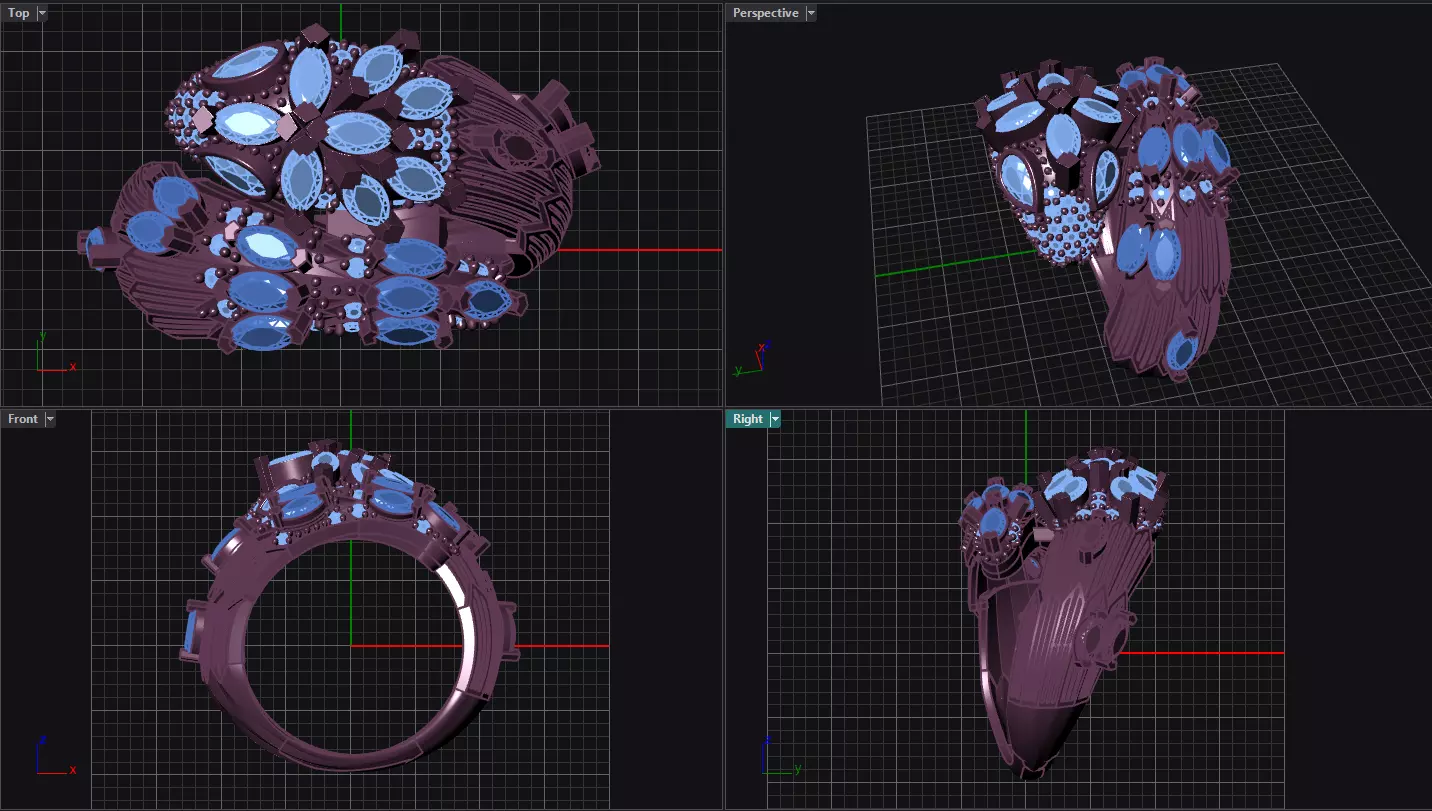 snake ring with big stones  3D print model_0