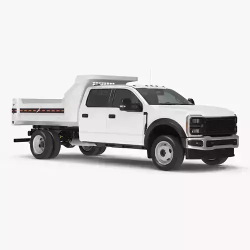 White Pickup Dump Truck 3D model