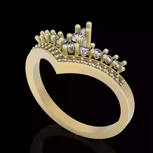 Crown ring silver gold sterling printable jewelry 3D model
