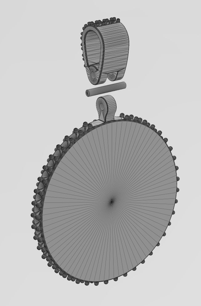 Diamond Oreo cookie coin iced pendant with bail 3D print model_12