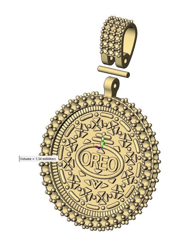Diamond Oreo cookie coin iced pendant with bail 3D print model_13
