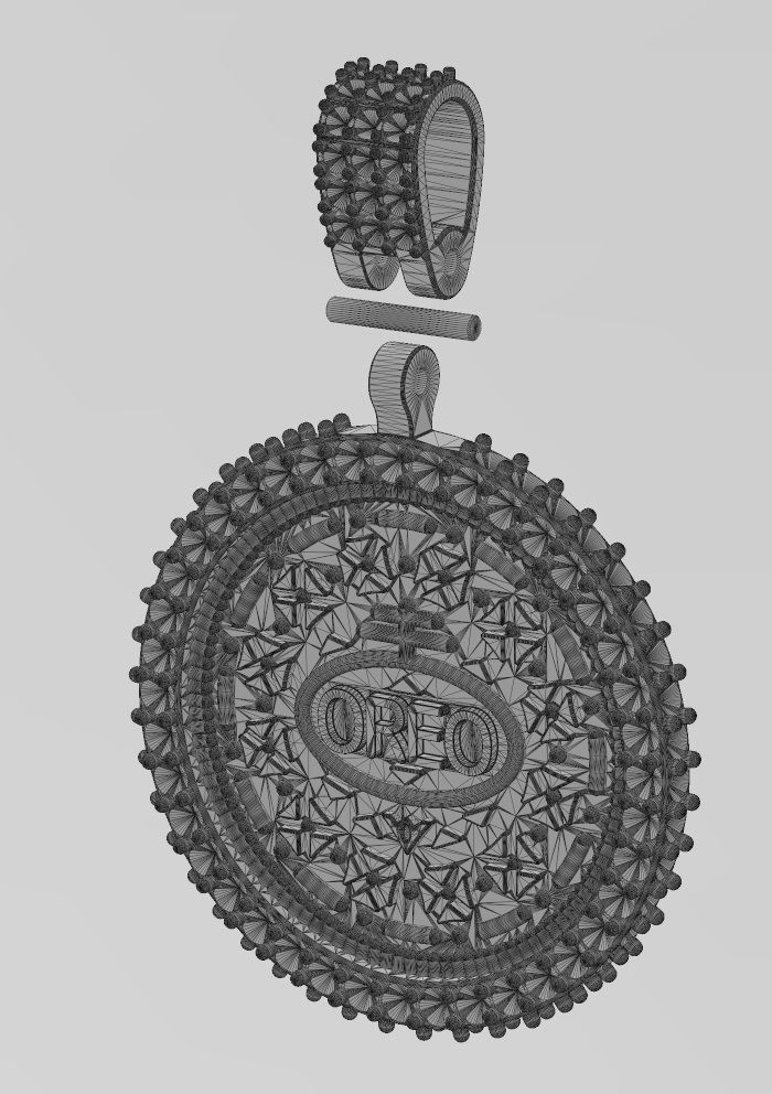 Diamond Oreo cookie coin iced pendant with bail 3D print model_11