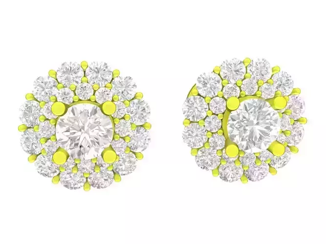 Luxury Halo Diamond Stud Earrings A7610
