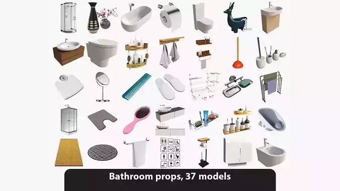 Bathroom props 37 models 3D Model Collection