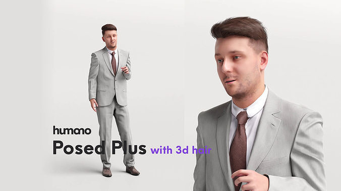 Humano talking elegant man - with 3d hair -1873-B 3D model