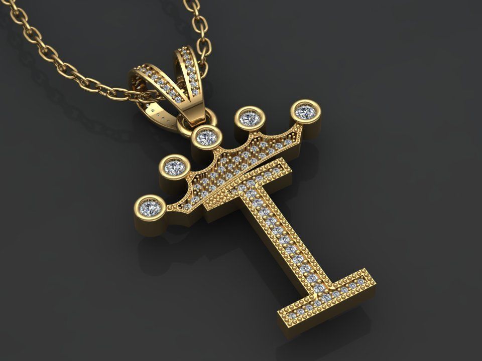 I letter pendant 3D print model_1