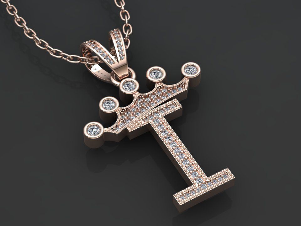 I letter pendant 3D print model_3