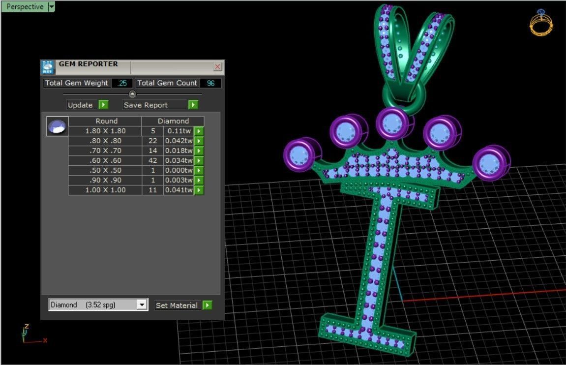 I letter pendant 3D print model_4