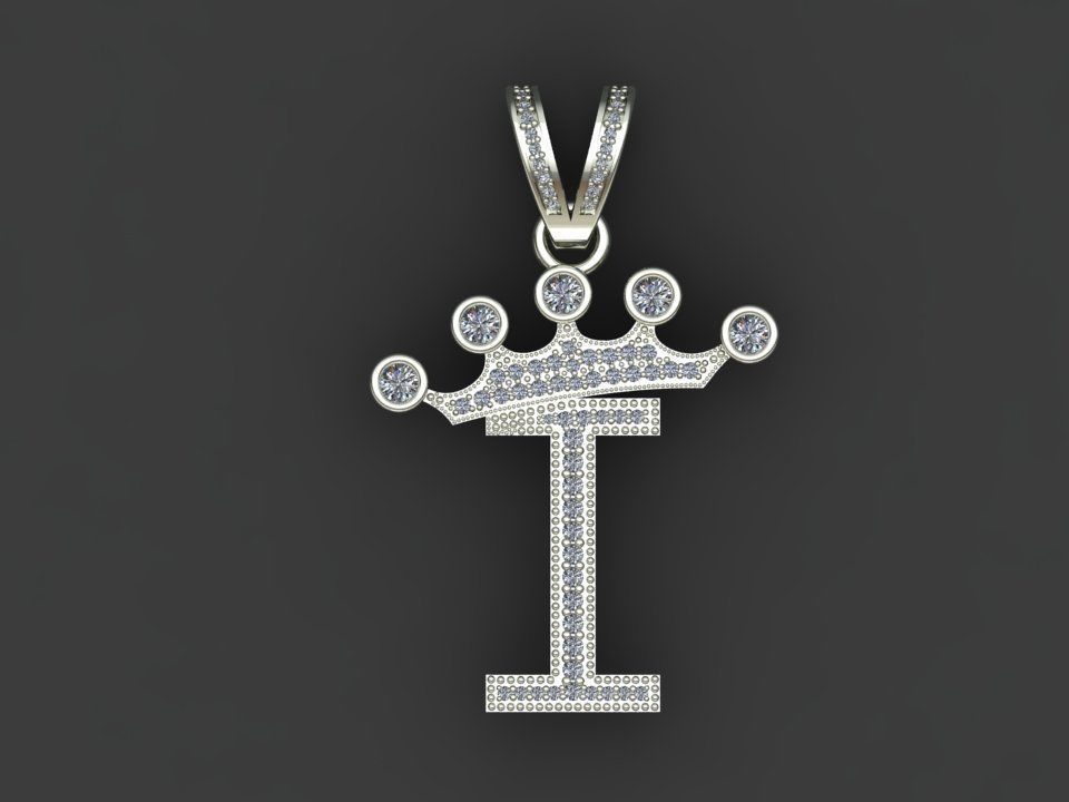 I letter pendant 3D print model_15