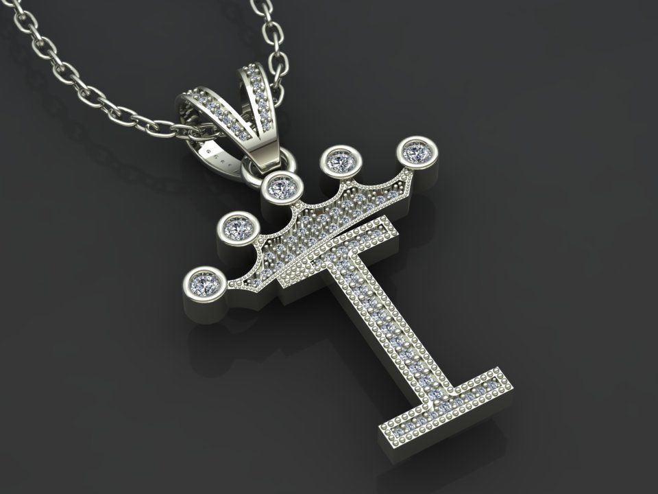 I letter pendant 3D print model_2