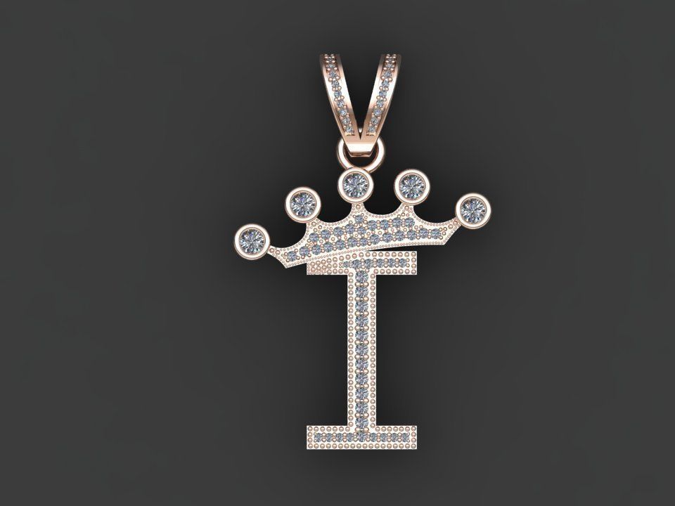 I letter pendant 3D print model_16