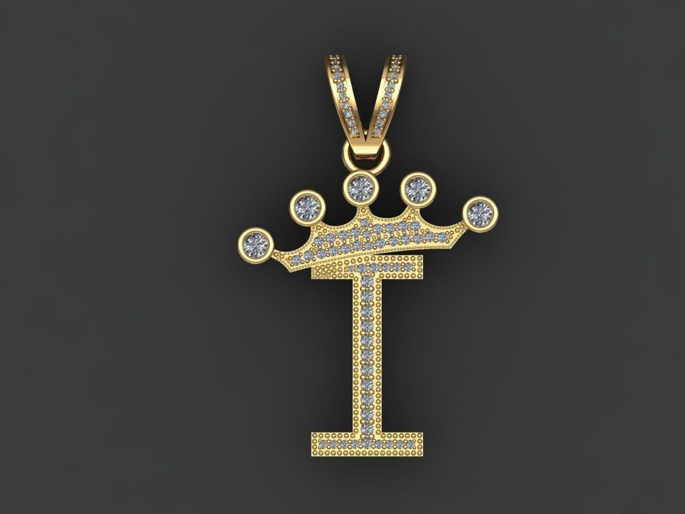I letter pendant 3D print model_17