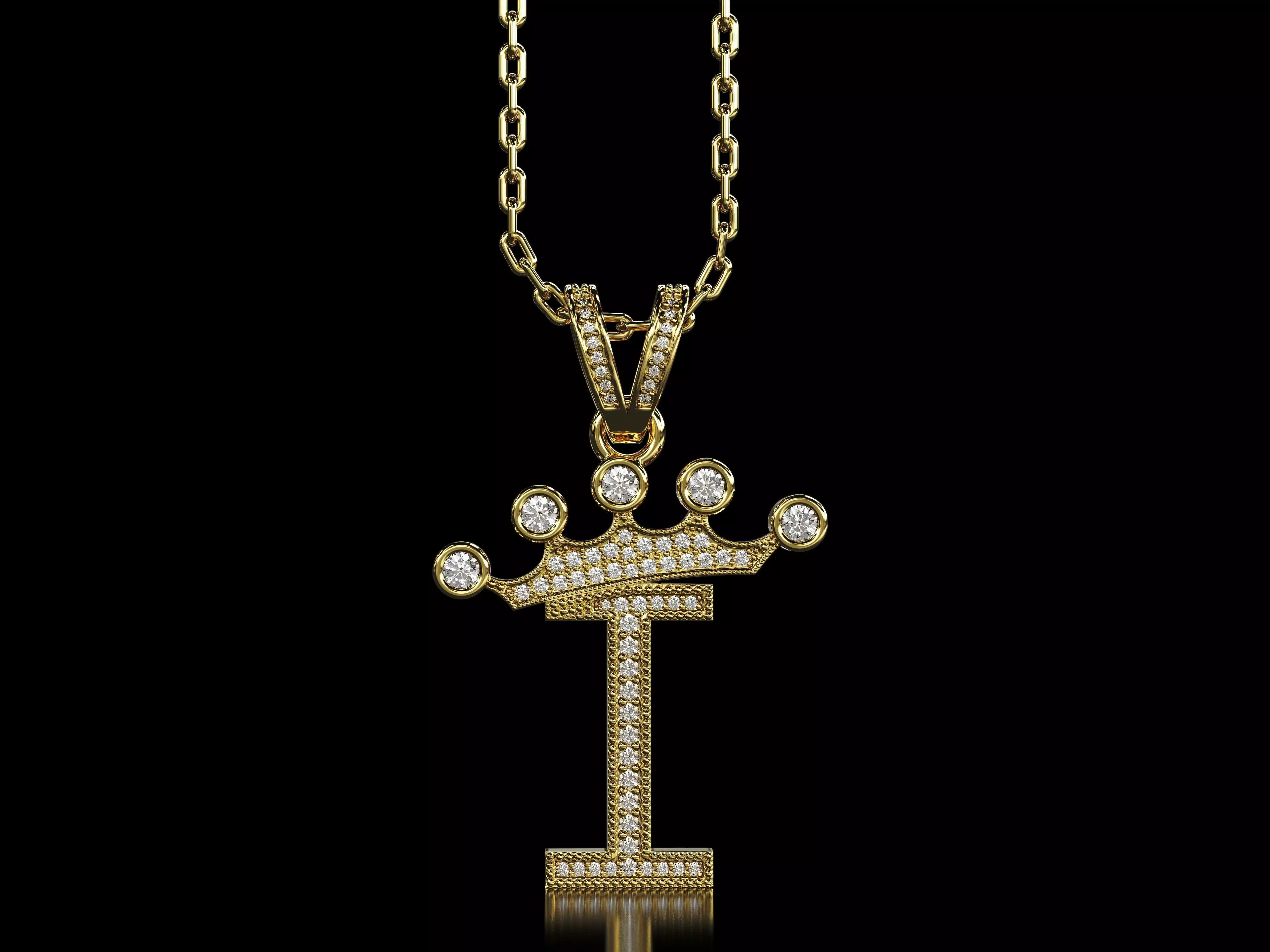 I letter pendant 3D print model_0